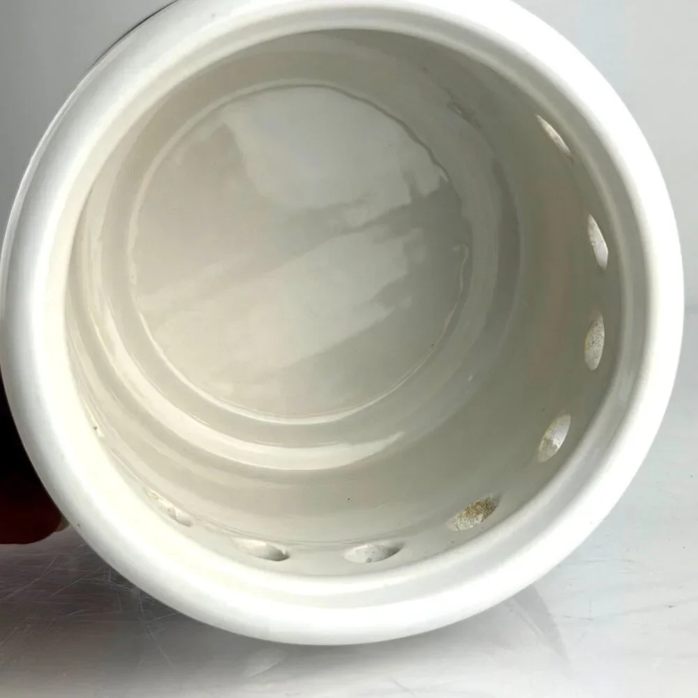 Williams Sonoma White Ceramic Wine Bottle Chiller with Stainless Base